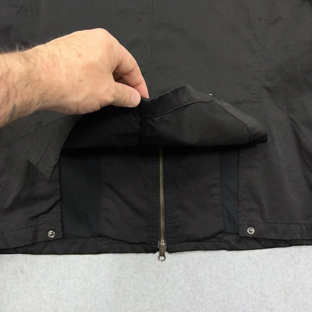 Banana‎ Republic Waxed Field Jacket Men's XL Black Full Zip Chin Strap Chore Y2K